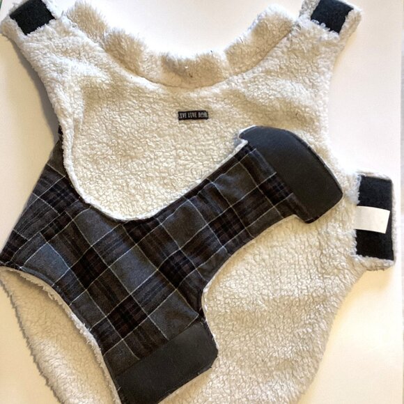 Live Love Bark Dog Coat Pet Jacket Clothing Size L Sherpa White Lining - Picture 4 of 7